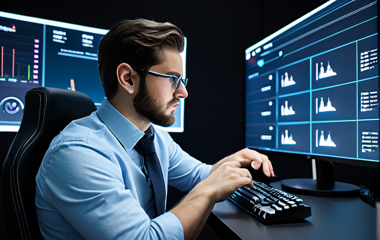 A focused professional male gamer, fully clothed in modest, modern casual attire, seated and thoughtfully observing a sophisticated holographic display. The screen presents in-game item icons, market trend graphs, and data for 'Rift Points' and 'Silver'. The setting is a clean, contemporary gaming space with ambient digital light. Professional photography, high resolution, perfect anatomy, correct proportions, natural pose, well-formed hands, proper finger count, natural body proportions, safe for work, appropriate content, fully clothed, professional dress.