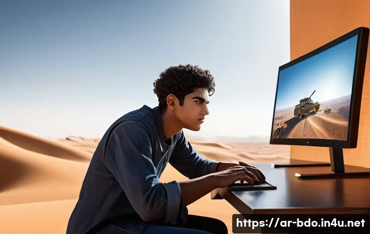 검은사막 서버 이동 방법 - **Prompt:** A young Arab gamer, dressed in a comfortable yet stylish long-sleeved tunic and modern j...